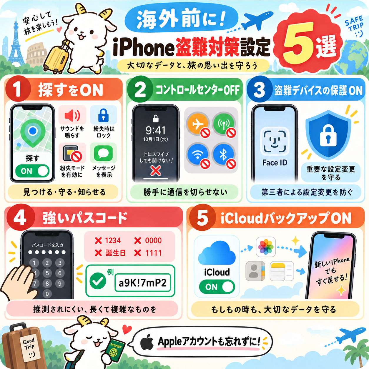 iPhoneの盗難対策設定5選の図解