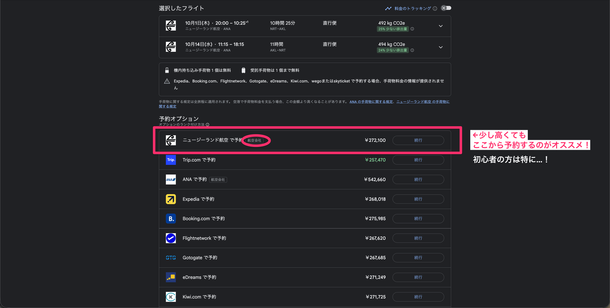 少し高くても航空会社から直接予約するのがおすすめ