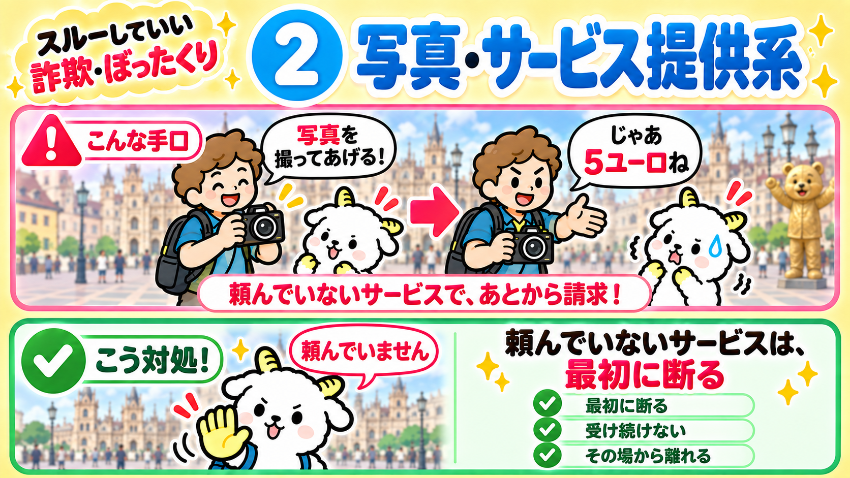 写真・サービス提供系の手口と対処法のまとめ（頼んでいないサービスは最初に断る）